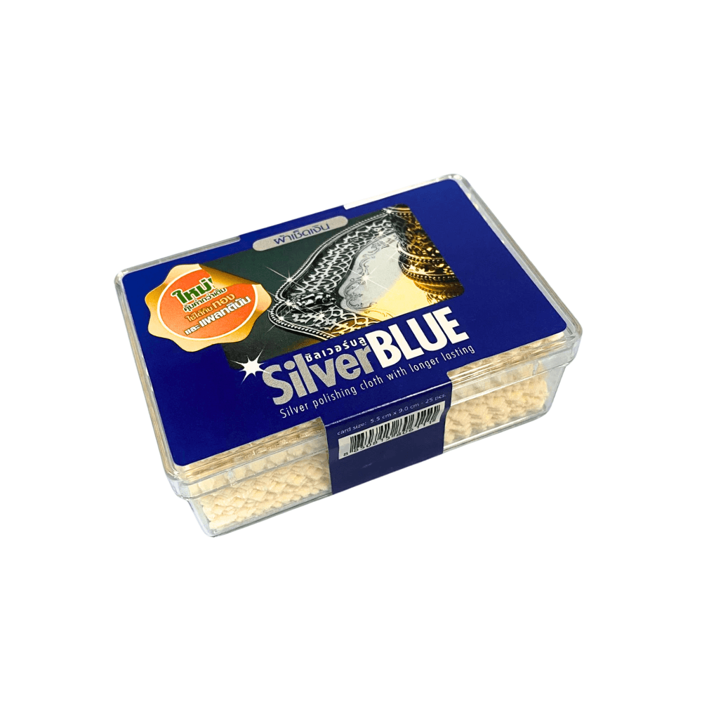ผ้าเช็ดเงิน ผ้าทำความสะอาดเครื่องประดับเงิน กล่อง 25 แผ่น Silver Blue